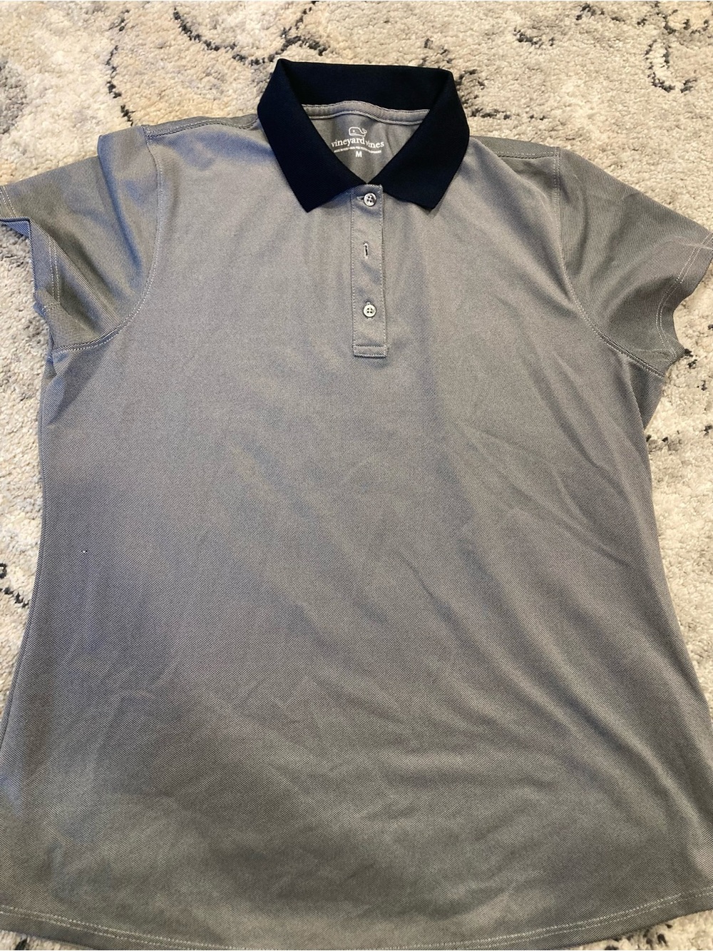 Vineyard Vines Gray Polo with Navy Collar